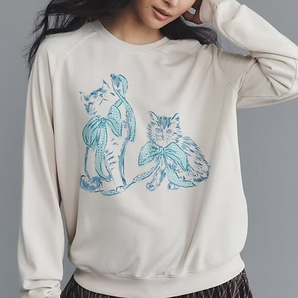Anthropologie Maeve Animal Friends Crew-Neck Sweatshirt size L new with tag - Picture 3 of 7